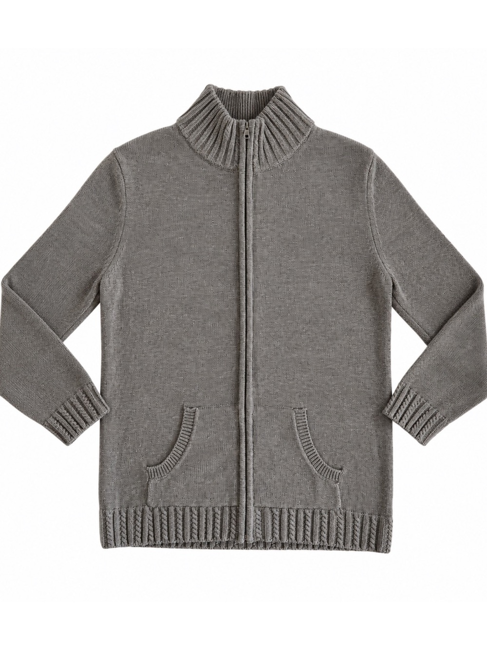 Banana Republic Men’s Gray Full Zip Cardigan Sweater Cable Knit Cotton Blend
